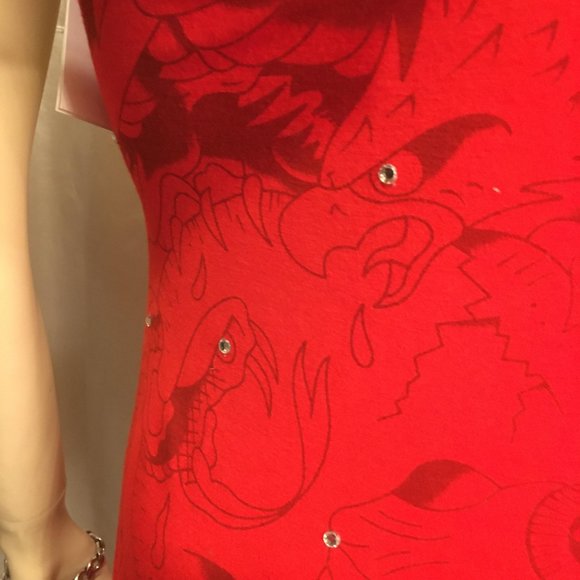 RARE FIND! gorgeous vintage brand new, Ed HARDY dress with graphics and crystals - Picture 8 of 15
